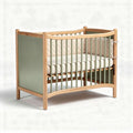 Houten wieg met groene panelen en matras van 120 x 60 x 90cm