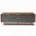 Tv-meubel van hout en metaal met afgeronde hoeken 150 x 40 x 50cm grijs en bruin