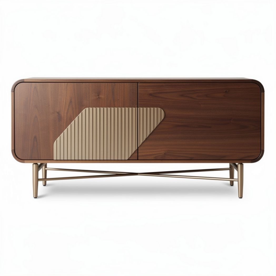 Luxe houten tv meubel met een modern design in walnoot kleur 120 x 40 x 60cm