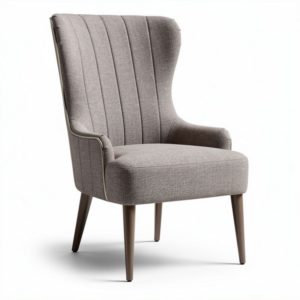 Fauteuil met stoffering in beige 80 x 85 x 110cm met houten poten