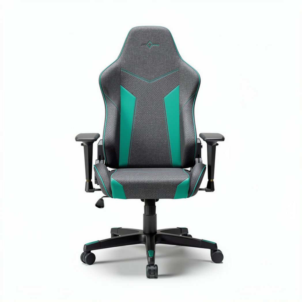 Kantoorstoel met verstelbare armleuningen en grijs/groene bekleding 70 x 60 x 120cm