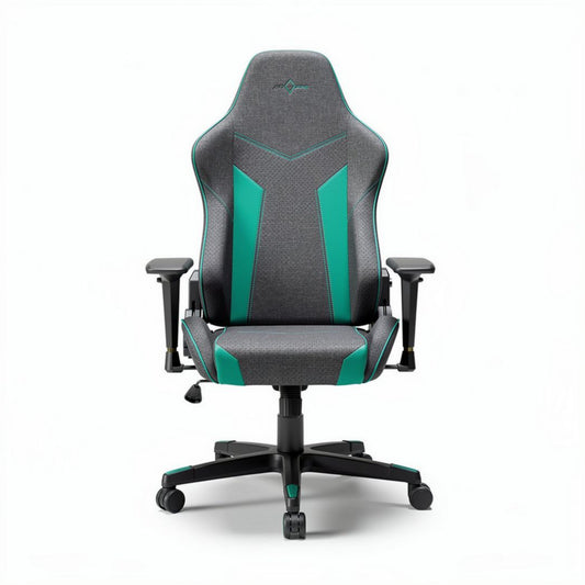 Kantoorstoel met verstelbare armleuningen en grijs/groene bekleding 70 x 60 x 120cm