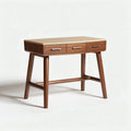 Houten bureau met drie lades 60 x 40 x 75cm in natuurlijk bruin en beige