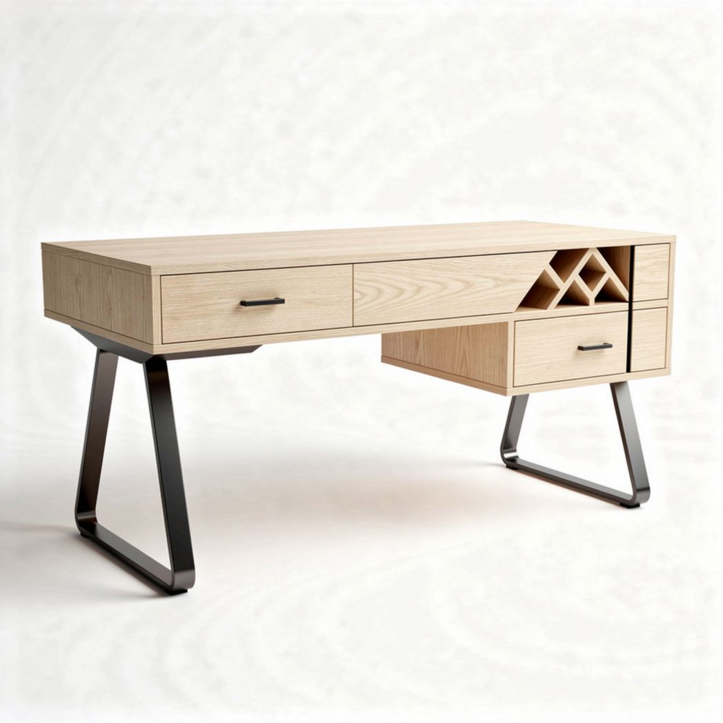 Bureau van hout en kunststof met lades en afmetingen 150 x 80 x 75cm