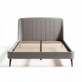 Bedframe met gestoffeerde hoofdbord in taupe stof en maat 200 x 160 x 100cm